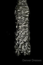 Vintage Sheath Off The Shoulder Silver Gray Sleeveless Long Prom Gown Fairy Prom Dress