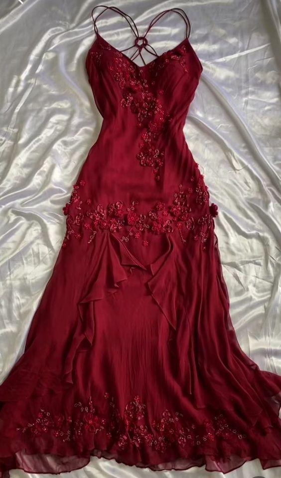 Vintage Sheath Spaghetti Straps Burgundy Long Prom Dress Evening Dress With Beads