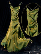 Vintage Sheath Spaghetti Straps Green Ankle Length Prom Dresses Birthday Outfits