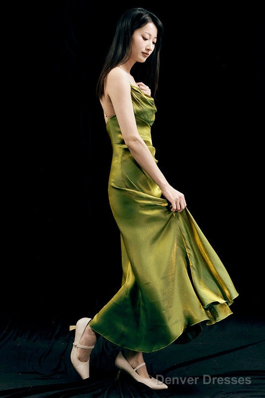 Vintage Sheath Spaghetti Straps Green Ankle Length Prom Dresses Birthday Outfits