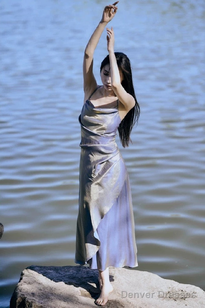 Vintage Sheath Spaghetti Straps Light Grape Ankle Length Prom Dresses Birthday Outfits Ssd473 Secondary image