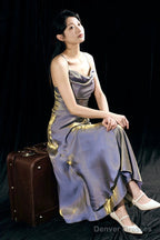 Vintage Sheath Spaghetti Straps Light Grape Ankle Length Prom Dresses Birthday Outfits Ssd473