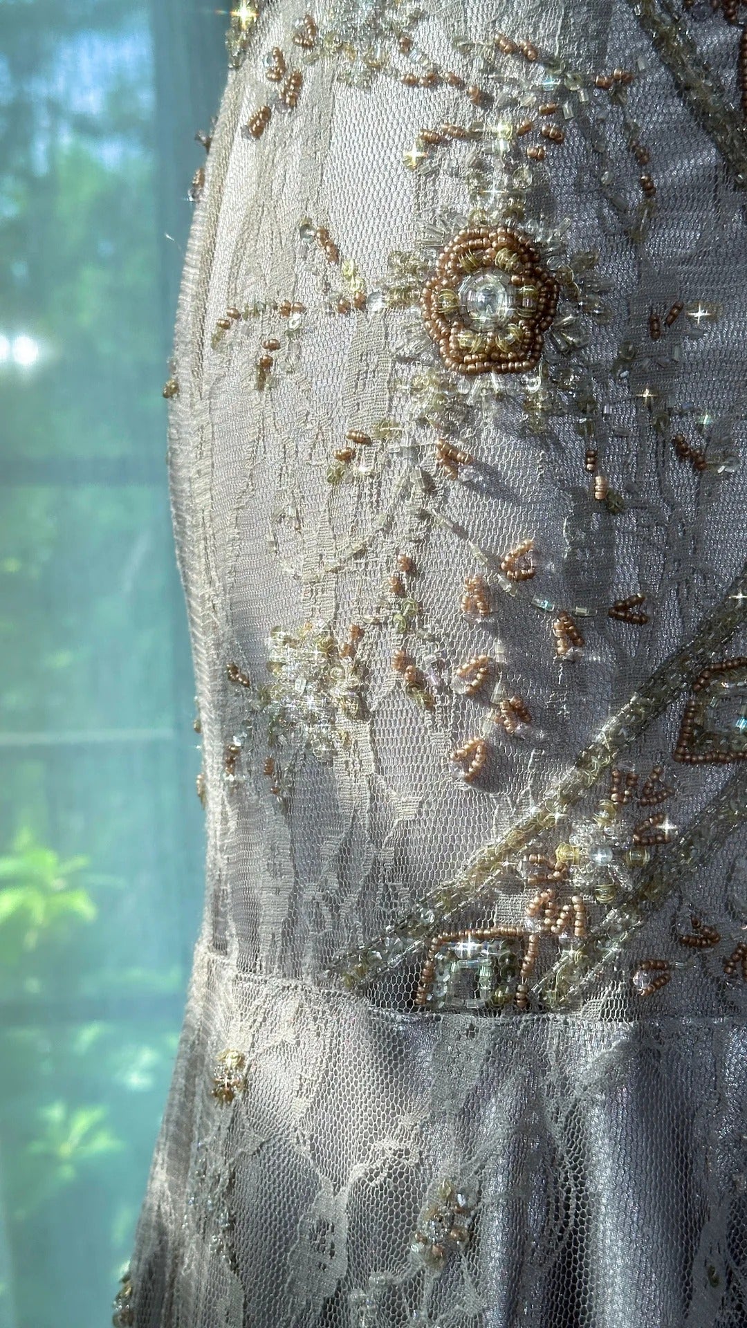 Vintage Silver-Grey Mermaid Backless Beaded Lace Long Prom Dress Evening Dress