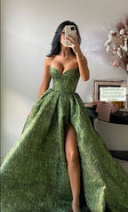 Vintage Spaghetti Straps Green Prom Dress Long Prom Dress