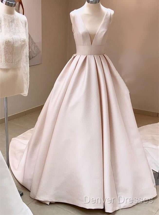 Vintage Style V-Neck Satin Wedding Dress Ball Gown Secondary image