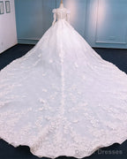 Vintage Wedding Dress Ball Gown Lace Puffy Sleeves