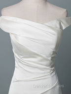 Vintage Wedding Dress Mermaid Off The Shoulder Sleeveless Pleated Satin Fabric With Train Traditional Dress For Bride