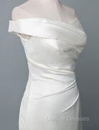 Vintage Wedding Dress Mermaid Off The Shoulder Sleeveless Pleated Satin Fabric With Train Traditional Dress For Bride