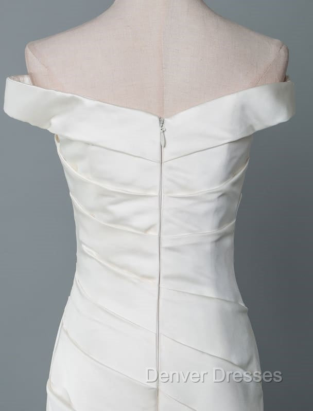 Vintage Wedding Dress Mermaid Off The Shoulder Sleeveless Pleated Satin Fabric With Train Traditional Dress For Bride