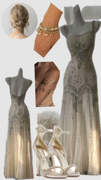 Vintage Ivory Beaded Chiffon Mermaid Prom Dress