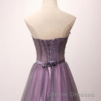 Pruple Tulle Sweetheart Neck Long Prom Dress, Evening Dress