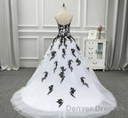 Weitese Formal WomenS Dress Strapless Beautiful White And Black Long Prom Dress Ball Gown Wedding Dress Prom Clothing