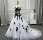 Weitese Formal WomenS Dress Strapless Beautiful White And Black Long Prom Dress Ball Gown Wedding Dress Prom Clothing