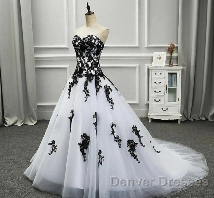 Weitese Formal WomenS Dress Strapless Beautiful White And Black Long Prom Dress Ball Gown Wedding Dress Prom Clothing