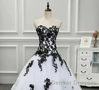 Weitese Formal WomenS Dress Strapless Beautiful White And Black Long Prom Dress Ball Gown Wedding Dress Prom Clothing