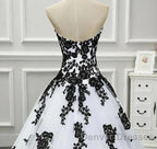 Weitese Formal WomenS Dress Strapless Beautiful White And Black Long Prom Dress Ball Gown Wedding Dress Prom Clothing