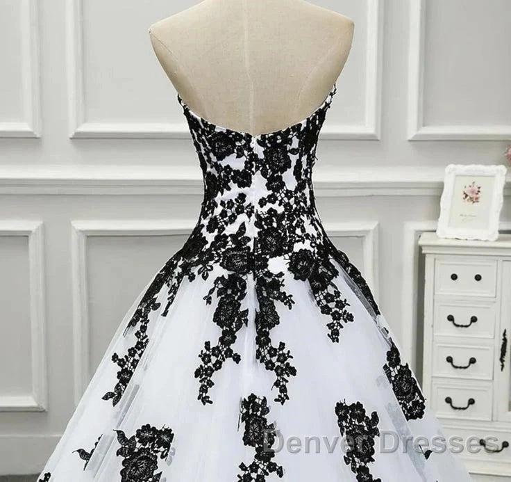 Weitese Formal WomenS Dress Strapless Beautiful White And Black Long Prom Dress Ball Gown Wedding Dress Prom Clothing
