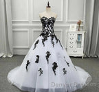 Weitese Formal WomenS Dress Strapless Beautiful White And Black Long Prom Dress Ball Gown Wedding Dress Prom Clothing