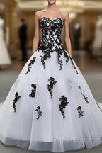 Weitese Formal WomenS Dress Strapless Beautiful White And Black Long Prom Dress Ball Gown Wedding Dress Prom Clothing