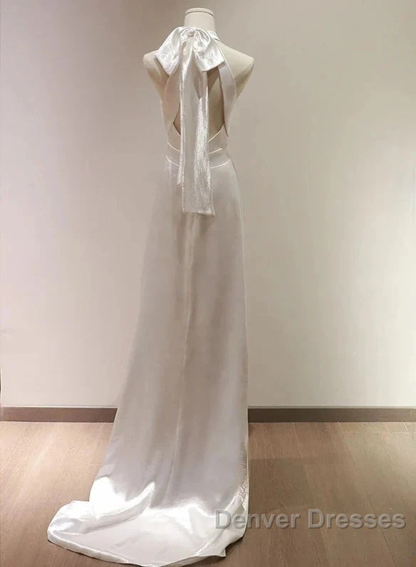 Weitese Formal WomenS Dress White Halter Light Wedding Dress Bride Dress Fishtail Evening Dress Prom Dress Stores Secondary image