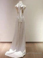 Weitese Formal WomenS Dress White Halter Light Wedding Dress Bride Dress Fishtail Evening Dress Prom Dress Stores