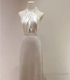 Weitese Formal WomenS Dress White Halter Light Wedding Dress Bride Dress Fishtail Evening Dress Prom Dress Stores