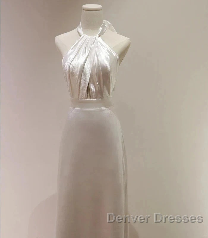 Weitese Formal WomenS Dress White Halter Light Wedding Dress Bride Dress Fishtail Evening Dress Prom Dress Stores