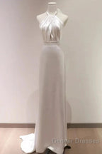Weitese Formal WomenS Dress White Halter Light Wedding Dress Bride Dress Fishtail Evening Dress Prom Dress Stores