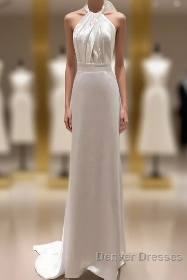 Weitese Formal WomenS Dress White Halter Light Wedding Dress Bride Dress Fishtail Evening Dress Prom Dress Stores Main image