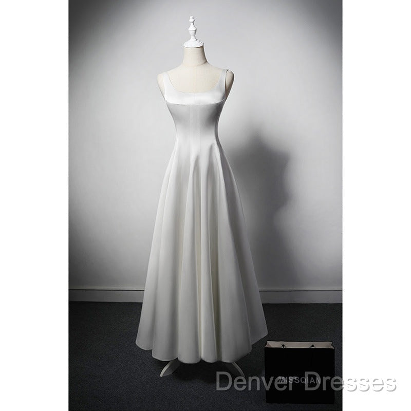 White A Line Satin Prom Dress French Style Formal Dress Secondary image