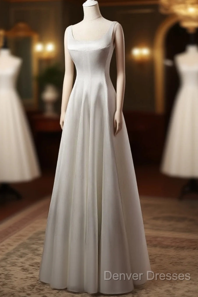 White A Line Satin Prom Dress French Style Formal Dress Main image
