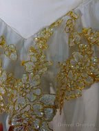 White A-Line Strapless Satin Sequins Long Prom Dress Embroidered Applique Wedding Dress