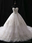 White Ball Gown Tulle Sweetheart Train With Crystal Wedding Dress