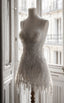 White Beaded Short Prom Dress,
