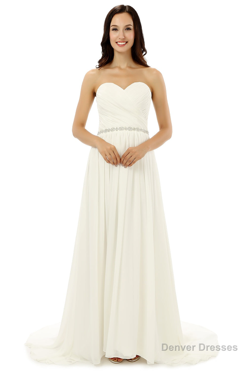 White Chiffon Sweetheart With Beading Pleats Bridesmaid Dresses Main image