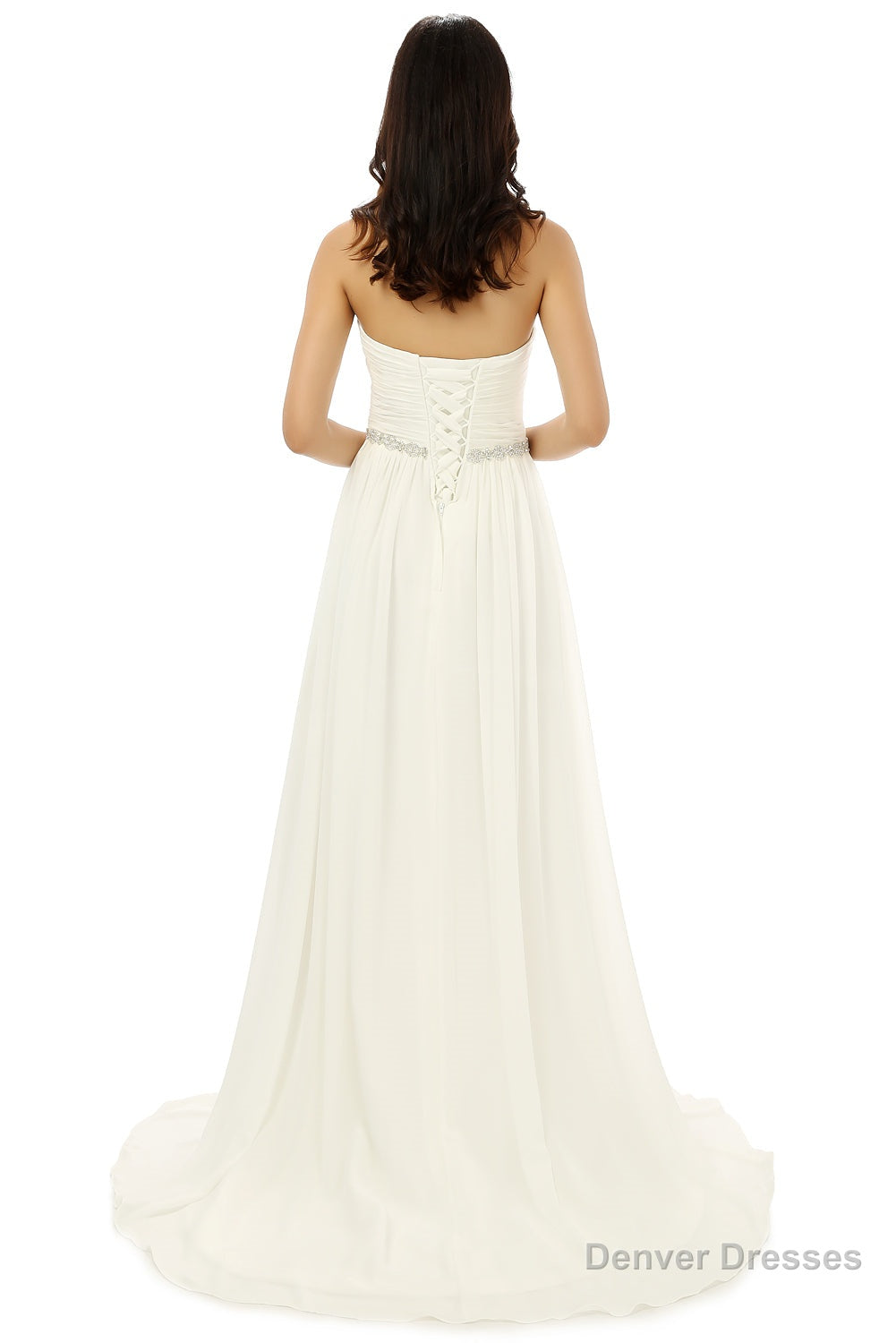 White Chiffon Sweetheart With Beading Pleats Bridesmaid Dresses