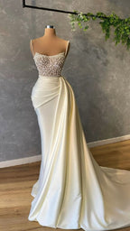 Ivory Prom Dress With Pearl Prom Dress Formal Evening Dress