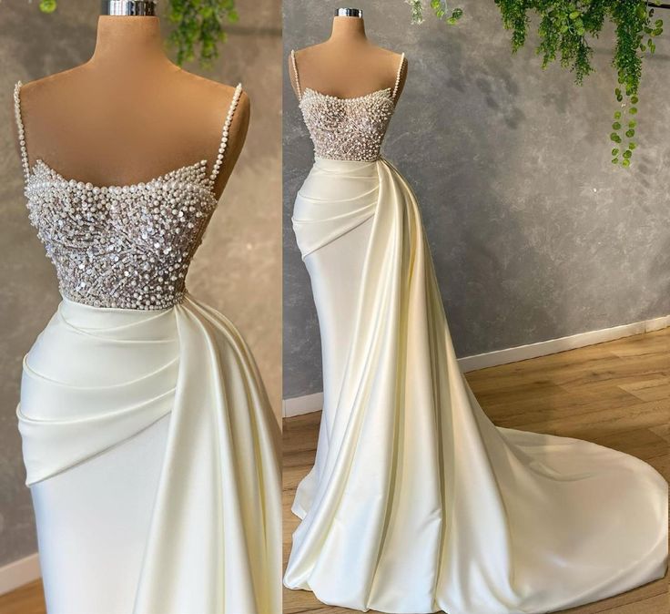 Ivory Prom Dress With Pearl Prom Dress Formal Evening Dress