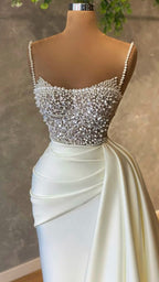 Ivory Prom Dress With Pearl Prom Dress Formal Evening Dress