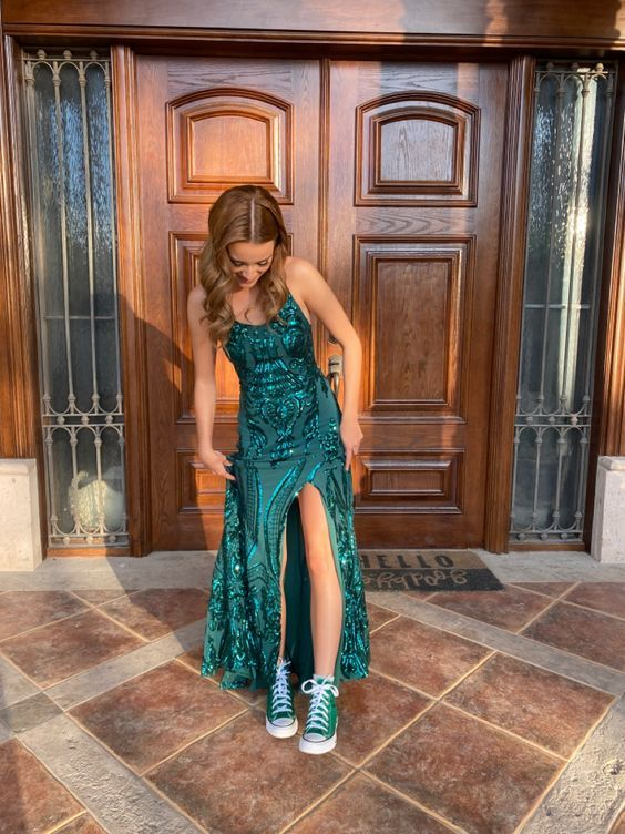 Green Slit Prom Dress Long Evening Dress Secondary image