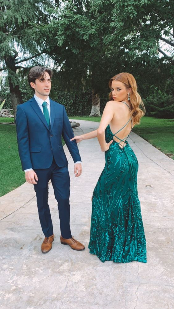 Green Slit Prom Dress Long Evening Dress