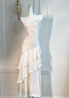 Vintage-Inspired Birthday Party Dress Under $160 White Ruffled Layered Fairytale Graduation Prom Dress