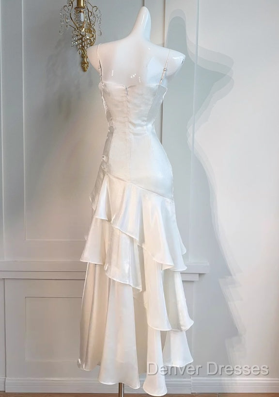 White Enchanted Prom Dress For Party&Birthday&Graduation-Ruffled Layered Fairytale Evening Dress