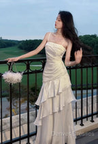 White Enchanted Prom Dress For Party&Birthday&Graduation-Ruffled Layered Fairytale Evening Dress