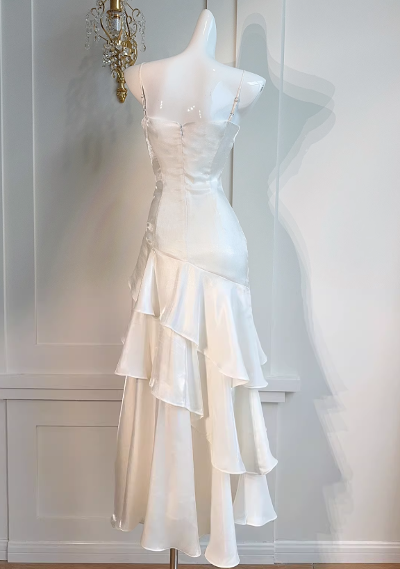 Vintage-Inspired Birthday Party Dress Under $160 White Ruffled Layered Fairytale Graduation Prom Dress