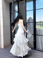 White Enchanted Prom Dress For Party&Birthday&Graduation-Ruffled Layered Fairytale Evening Dress