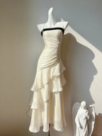Vintage-Inspired Birthday Party Dress Under $160 White Ruffled Layered Fairytale Graduation Prom Dress