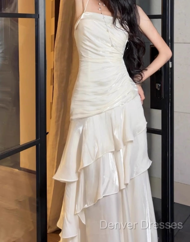 White Enchanted Prom Dress For Party&Birthday&Graduation-Ruffled Layered Fairytale Evening Dress