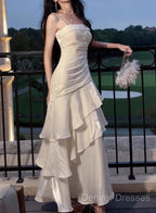 White Enchanted Prom Dress For Party&Birthday&Graduation-Ruffled Layered Fairytale Evening Dress