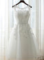 White Graduation Dresses, Round Neckline Tea Length Party Dress, Cute Formal Dress